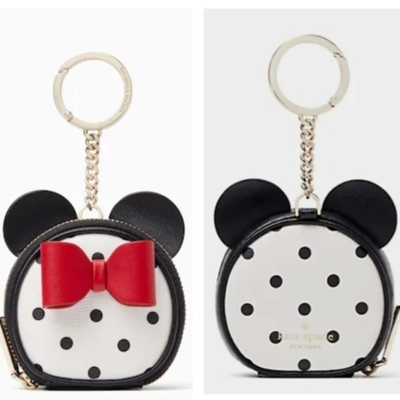 Kate Spade New York X Disney  Minnie Mouse Coin Purse Polka Dot Bow Bag - Picture 2 of 15